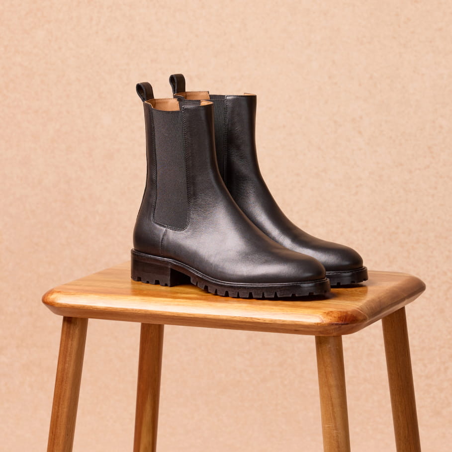 chelsea boots en cuir noir pour femme