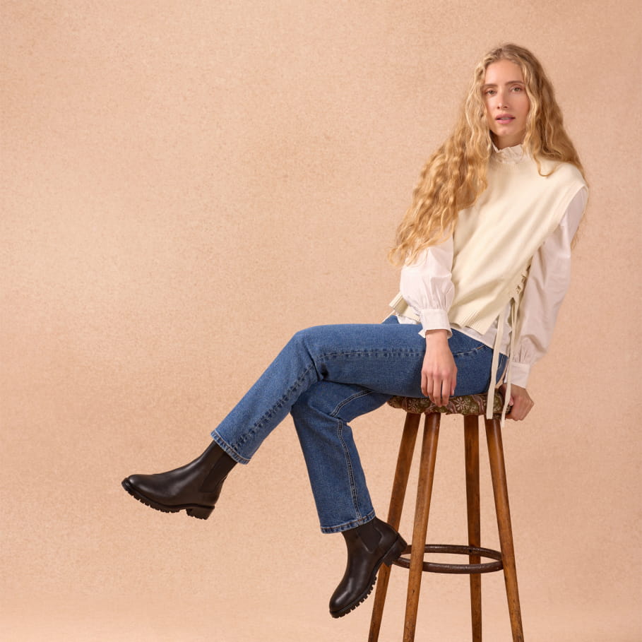 Chelsea Boots aus schwarzem Leder für Damen