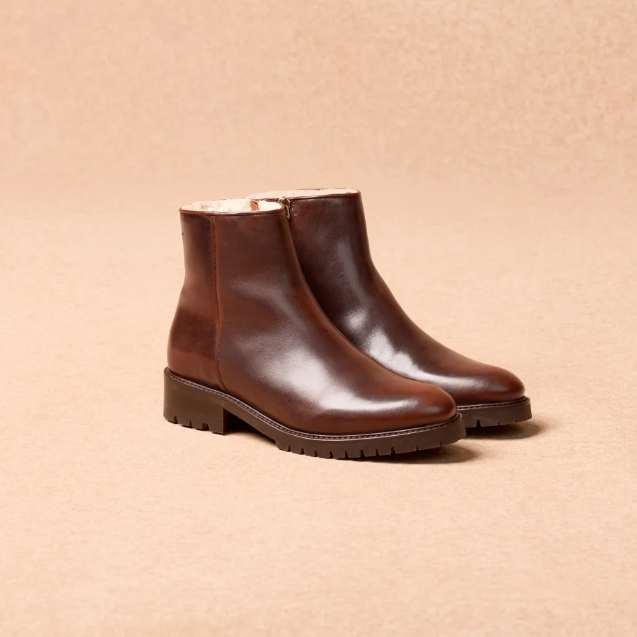 women's burgundy leather lined ankle boots