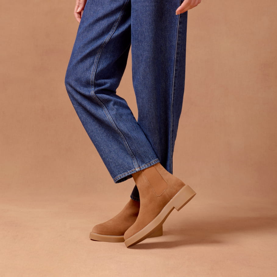 chelsea boots aus kastanienbraunem leder für frauen