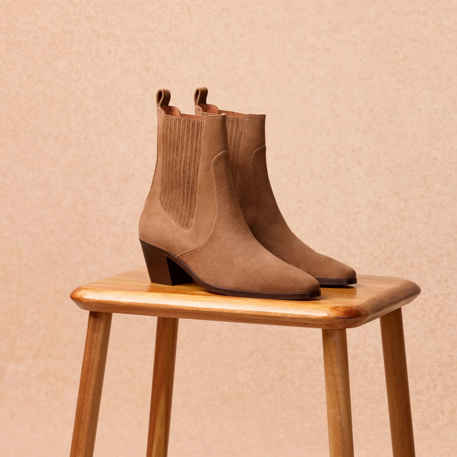 Western-Stiefeletten aus kastanienbraunem Leder für Damen