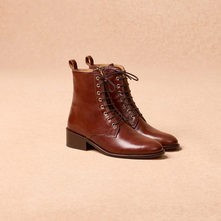 combat boots burgundy leather woman