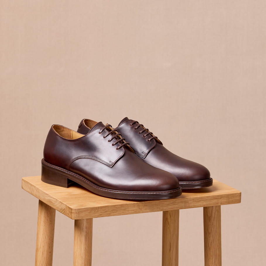 derbies en cuir bourgogne pour homme