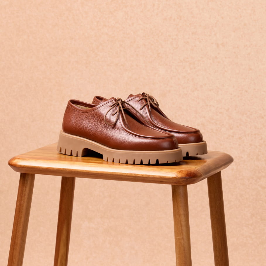 Wallabee Derbies aus cognacfarbenem genarbtem Leder für Herren