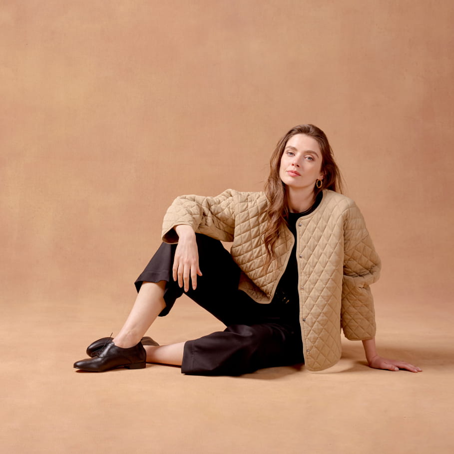 derbies en cuir lisse noir pour femme