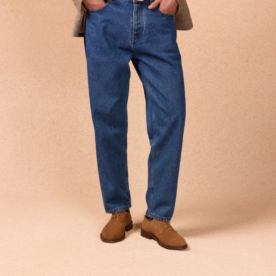 Camel leather derby shoes for men