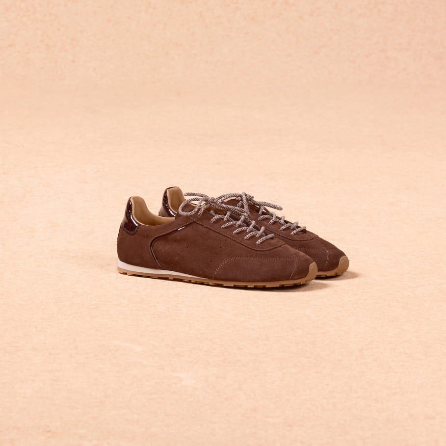 chocolate leather sneakers for women