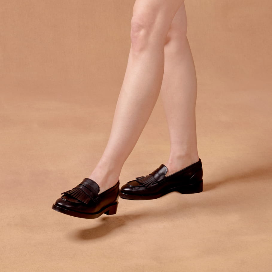 mocassins en cuir à franges pour femme