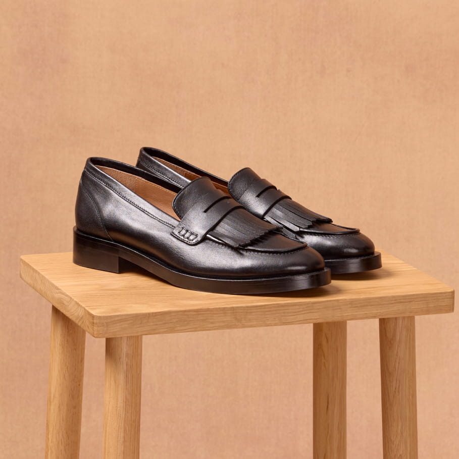 mocassins en cuir à franges pour femme