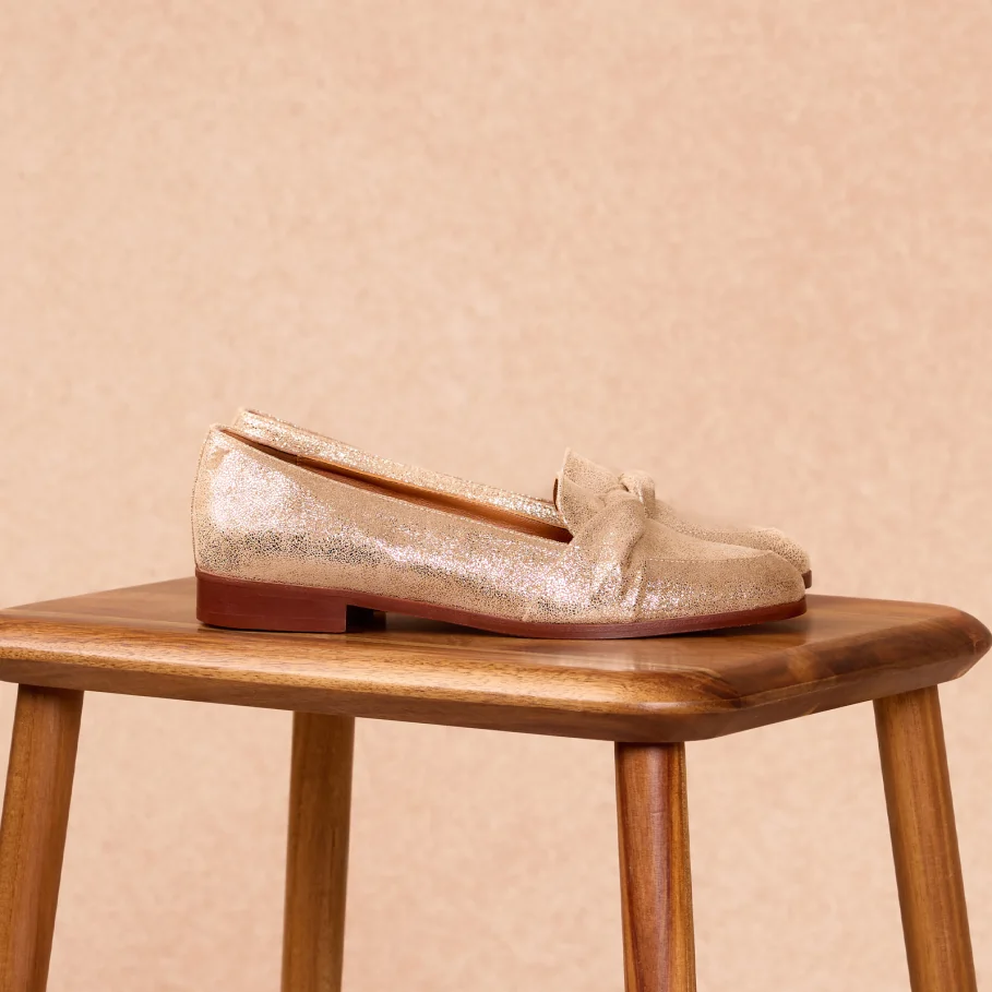 women's gold leather moccasins