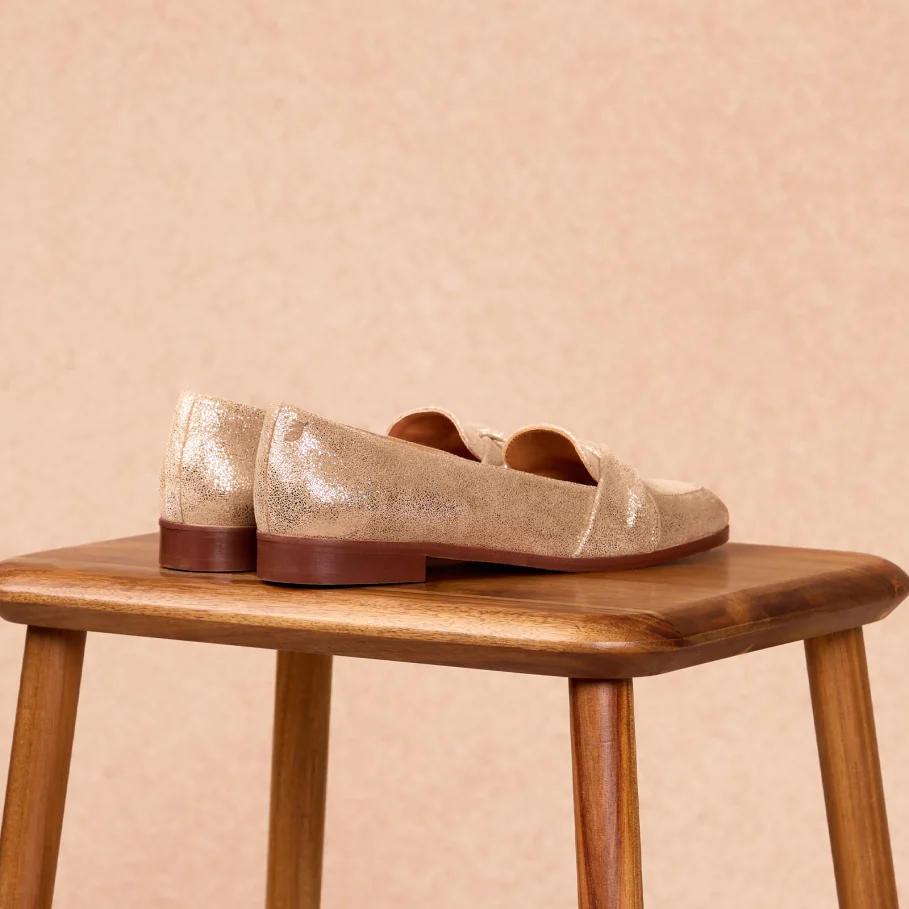 women's gold leather moccasins