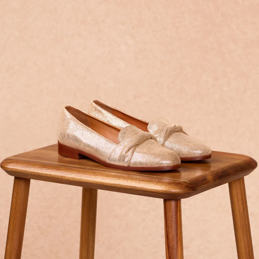 women's gold leather moccasins