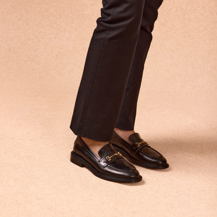 black leather loafers for women