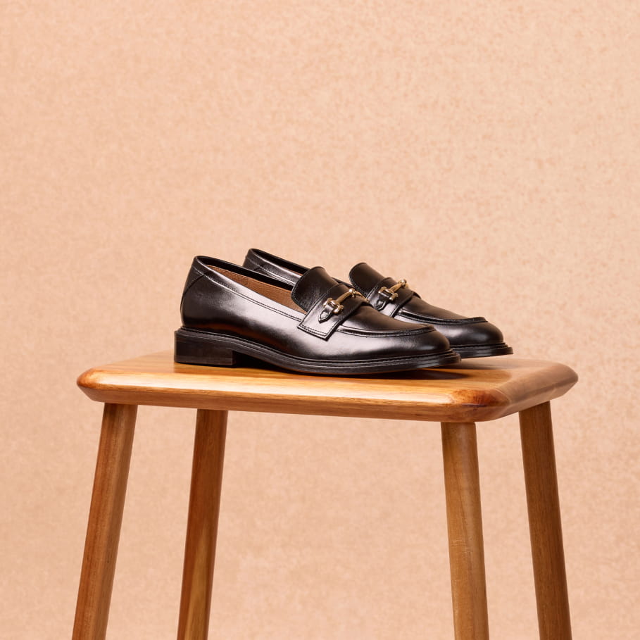 black leather loafers for women