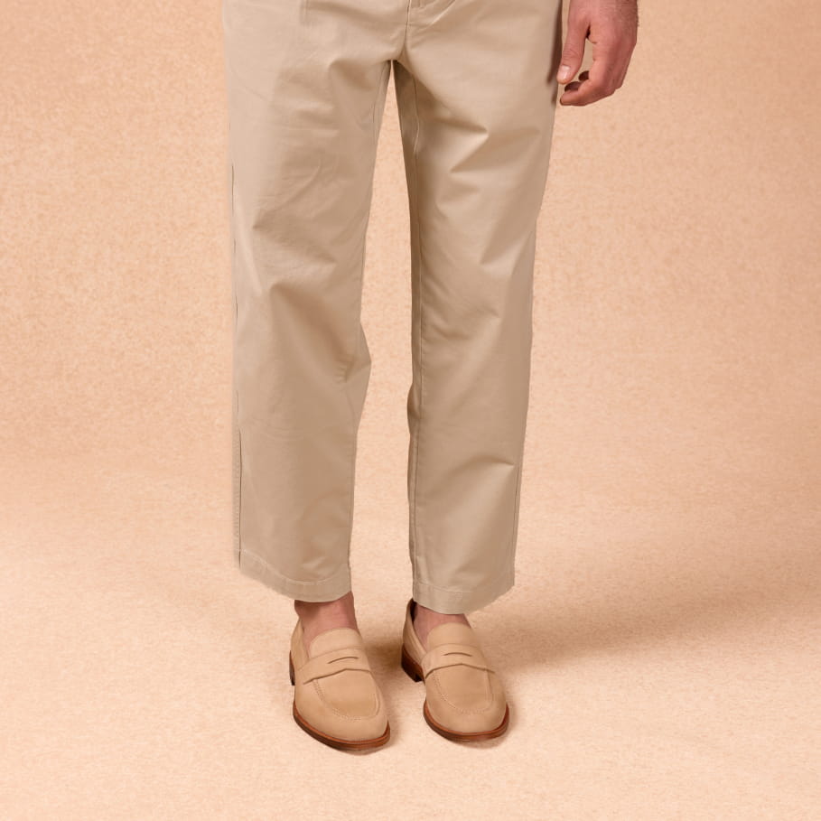 Sand leather loafers for men