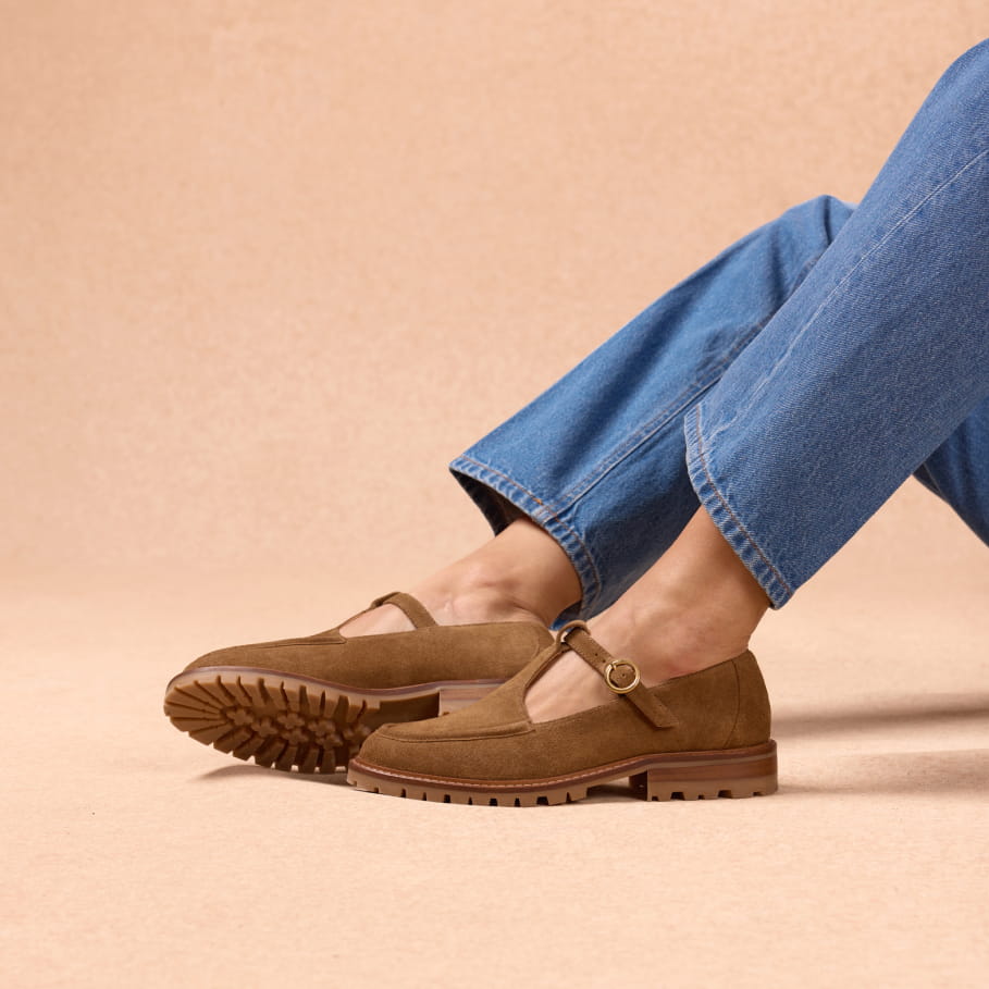 salomé en cuir tabac pour femme