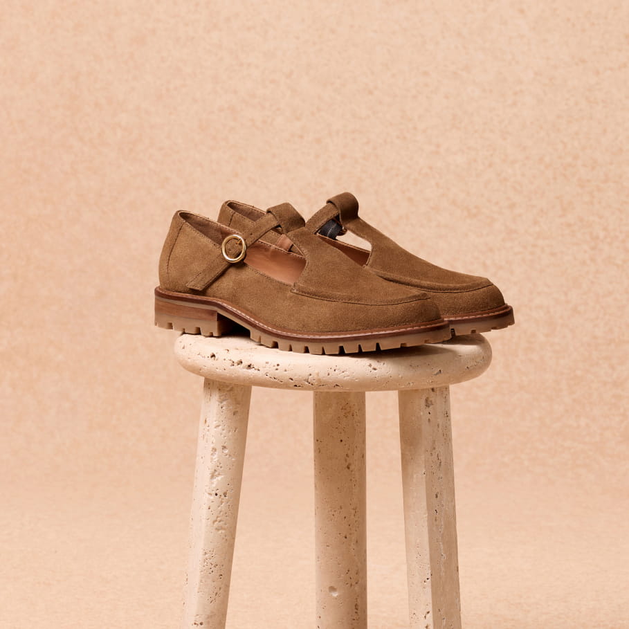 salomé en cuir tabac pour femme