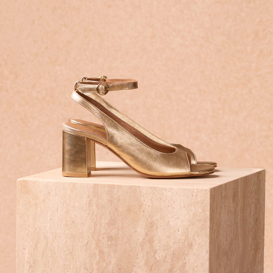 sandales à talons en marron vernis pour femme