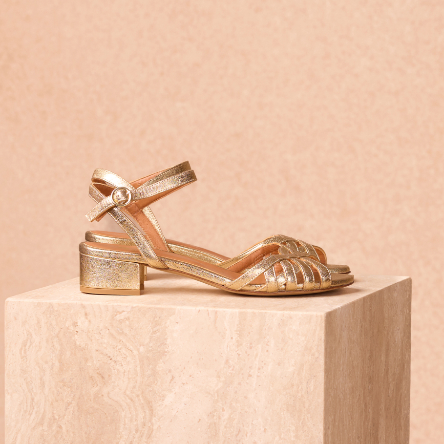 flat gold leather sandals for women