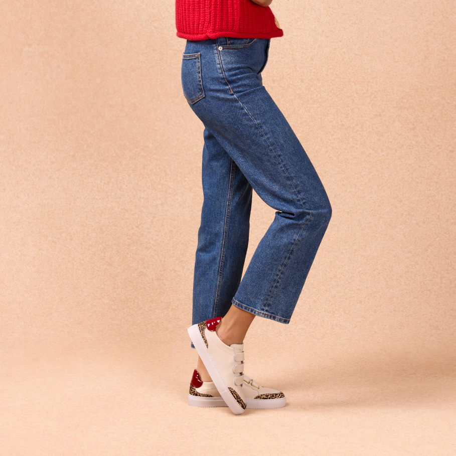 sneakers à scratch en cuir léopard pony pour femme