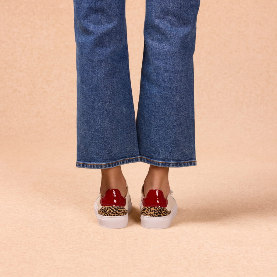 sneakers à scratch en cuir léopard pony pour femme