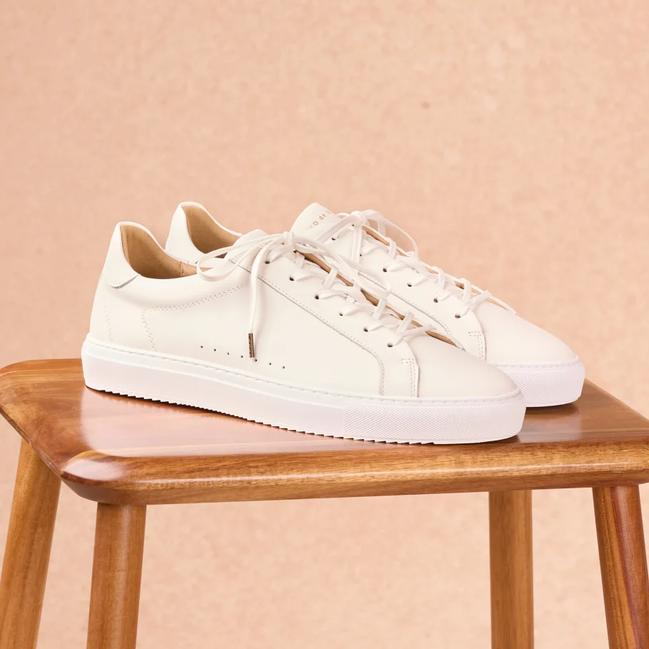 sneakers basse blanche en cuir pour homme