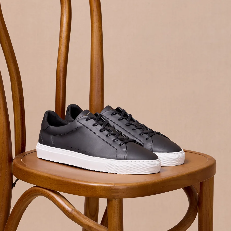 black men leather sneakers