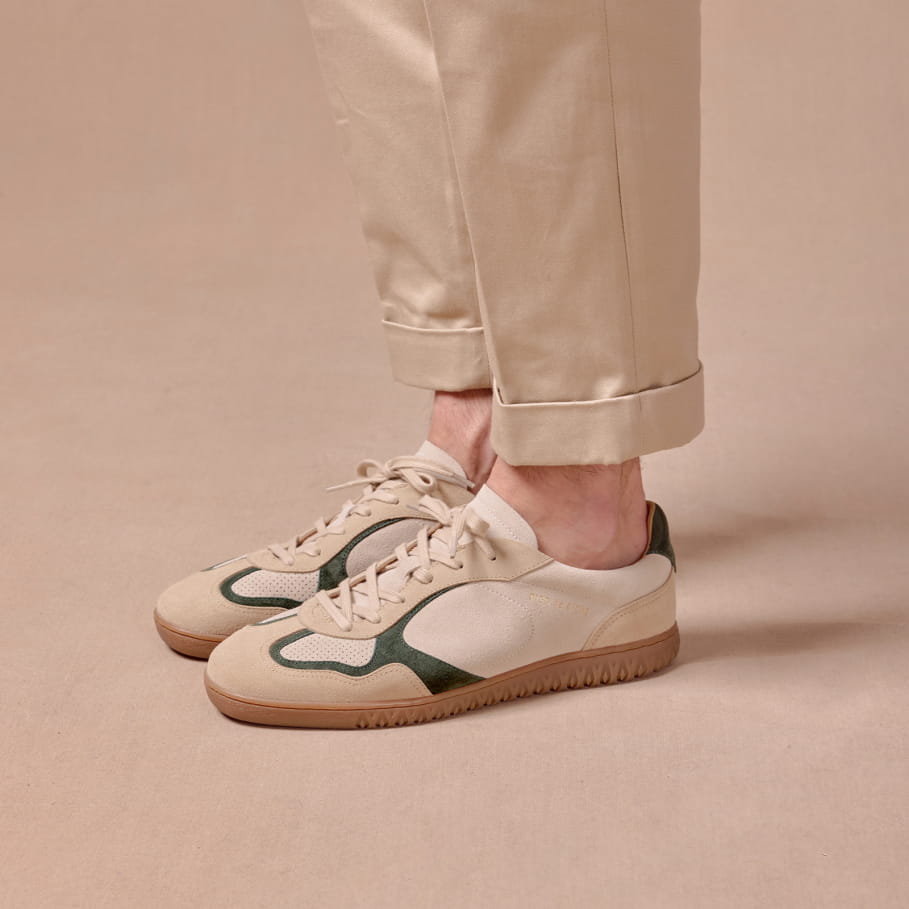 sand and cedar leather sneakers for men