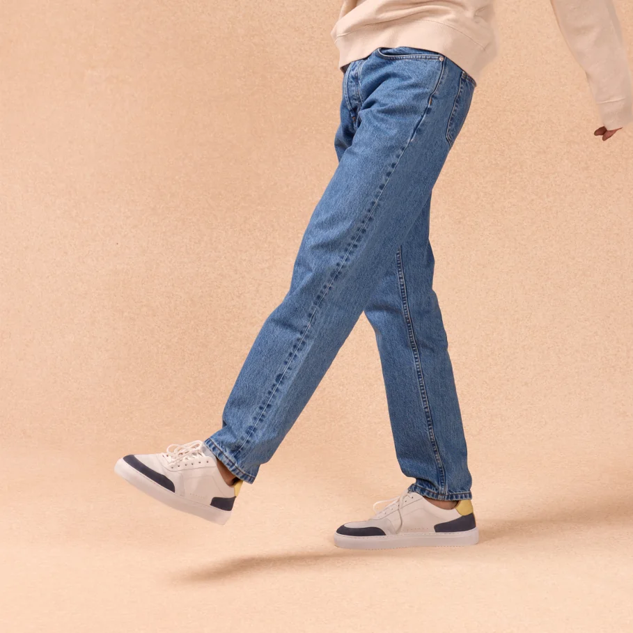 Pastel-colored leather sneakers for men