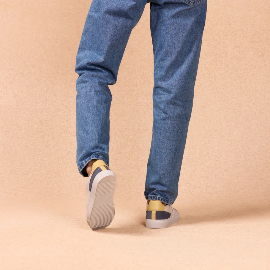 Pastel-colored leather sneakers for men