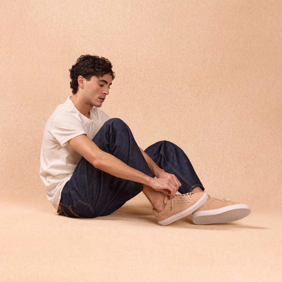 Sand leather sneakers for men