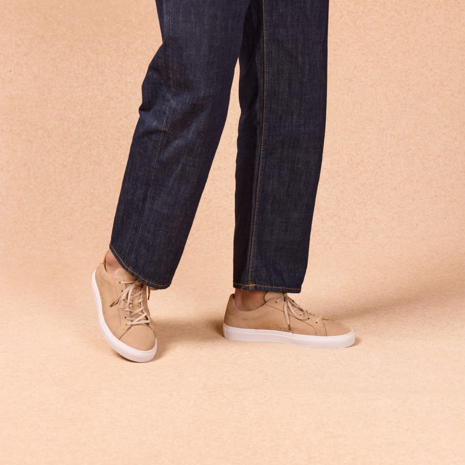 Sand leather sneakers for men