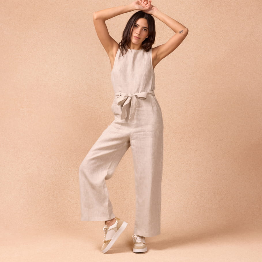 sneakers en cuir sable et doré pour femme