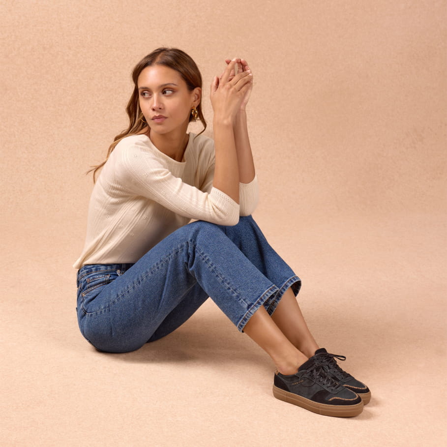 sneakers en cuir suède noir pour femme