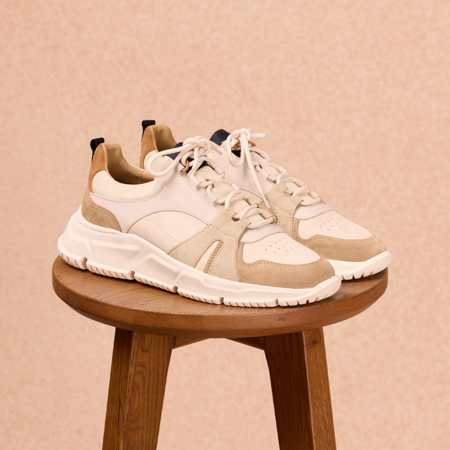 running sneakers aus ockerfarbenem leder für herren