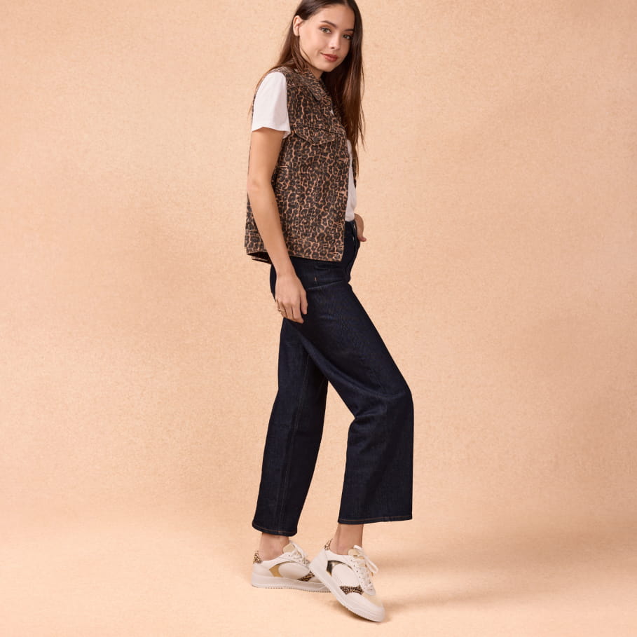 Leopard pony leather sneakers for women