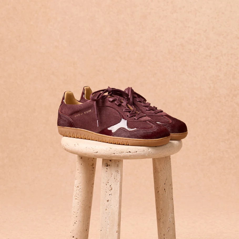 eggplant purple leather sneakers for women