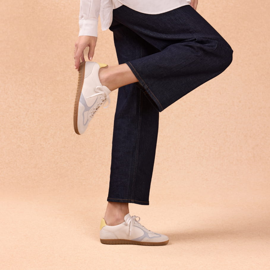 Retro-Sneaker aus Leder in Pastellfarben für Damen