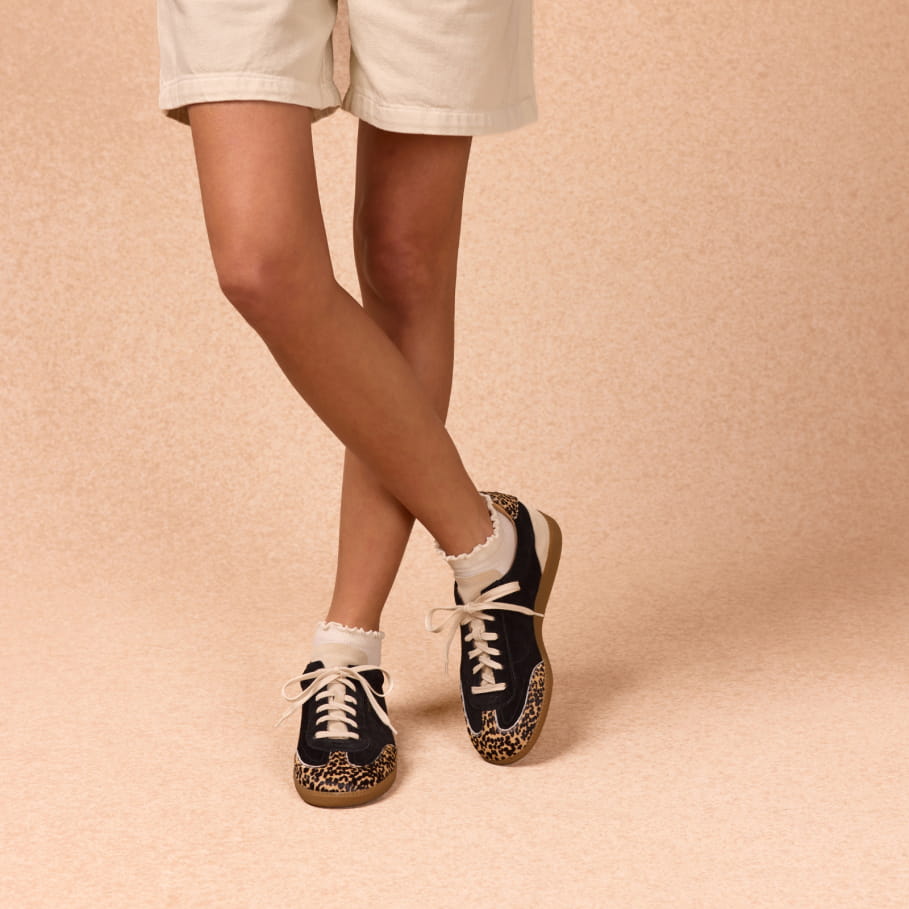 sneakers en cuir léopard pony pour femme