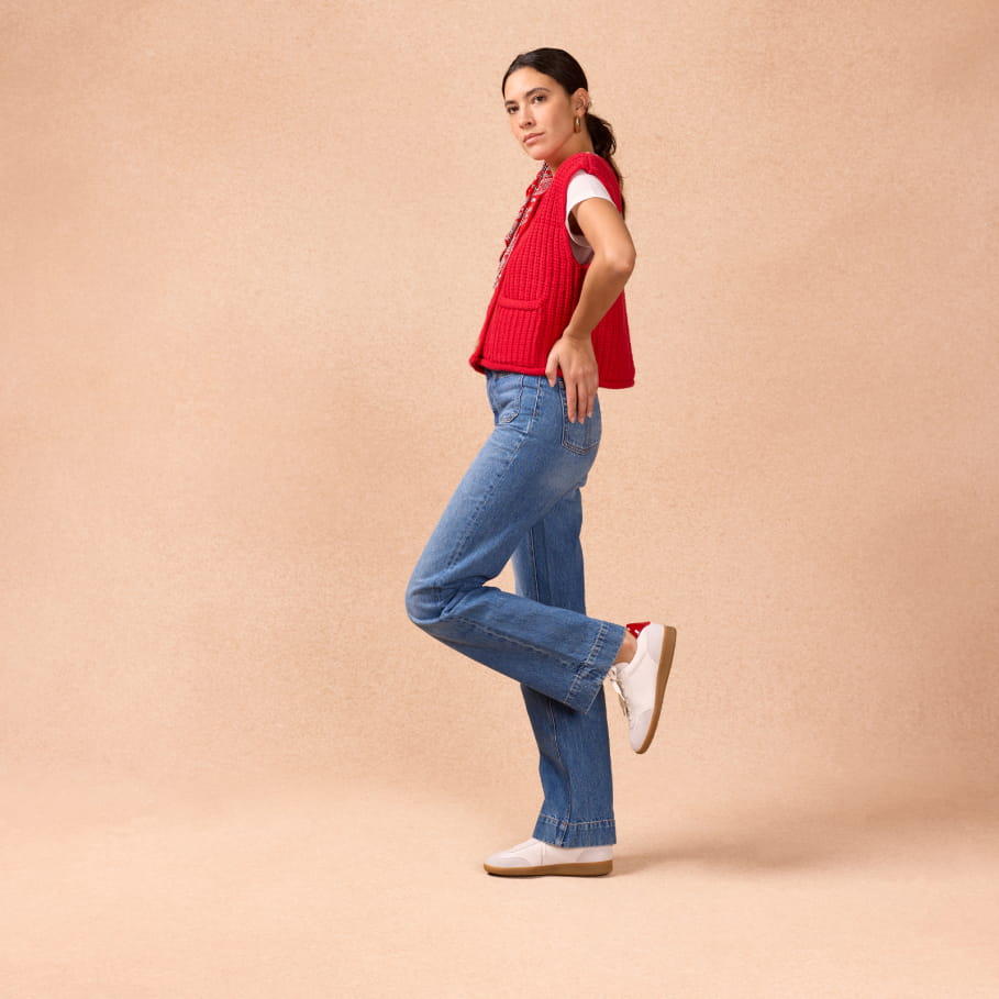 Red patent leather sneakers for women