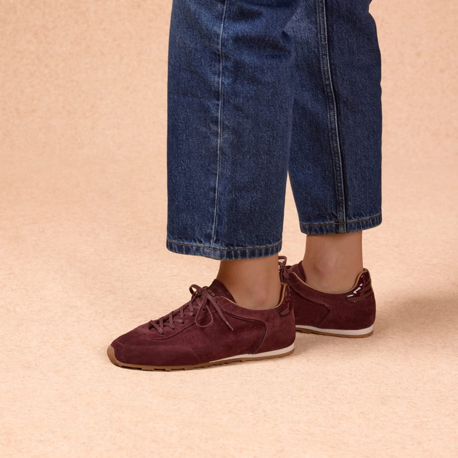 purple leather sneakers for women