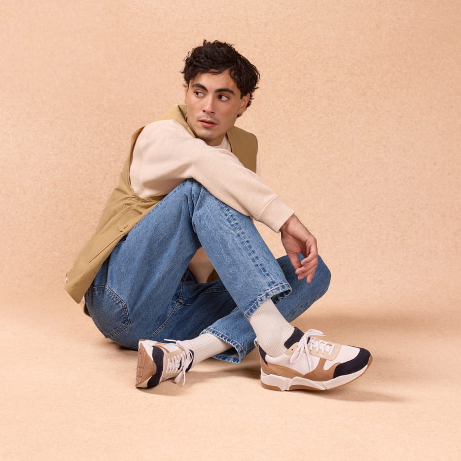 basket en cuir blanc et beige en cuir pour homme