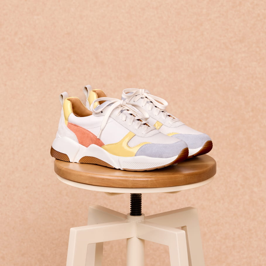 Pastel-colored leather sneakers for women