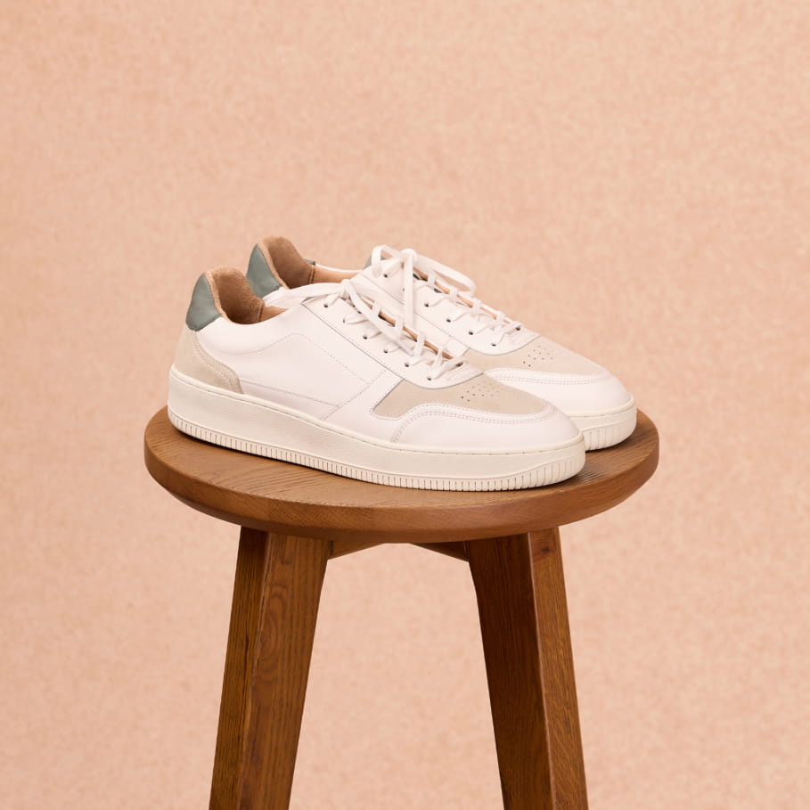 weiß-grüne Sneakers aus Leder für Männer