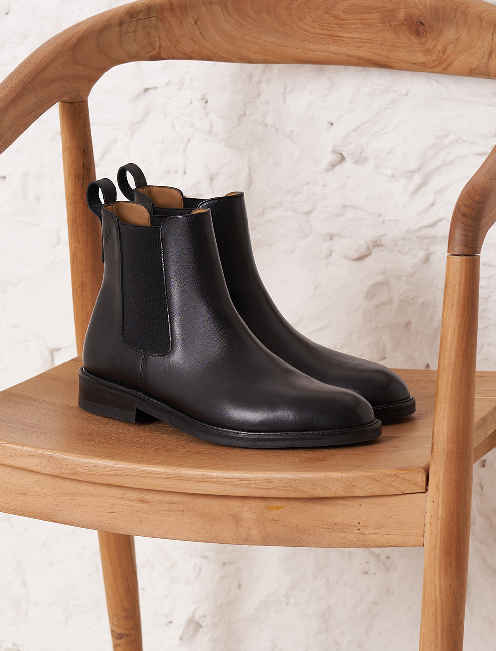 Boots en Cuir Grainé Homme Noir Modèle Chelsea Boots Commando Pied de Biche