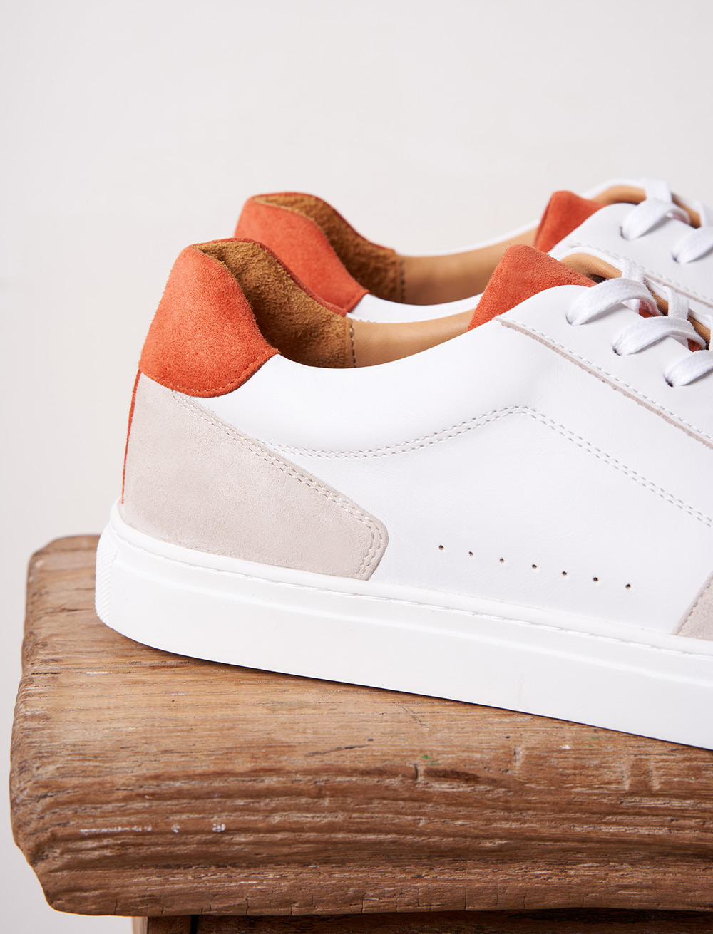 Frisco V3 Leather Sneakers for Men White and Rust Pied de Biche